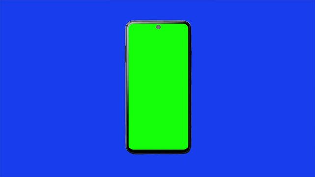 A green screen phone in the blue background