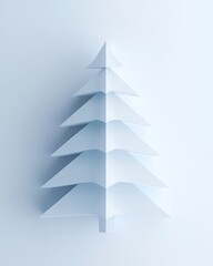 Fototapeta premium Minimalist Paper Tree Design in Soft Blue Tones Perfect for Holiday Decorations, Eco-Friendly Crafts, and Modern Aesthetic Displays in Creative Projects