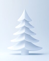 Obraz premium Minimalist White Tree Sculpture on Soft Background Ideal for Holiday Decoration, Contemporary Art Display, or Seasonal Themed Designs