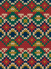 Knit seamless pattern print. Seamless pattern. Seamless knitted pattern with flowers. Knit sweater pattern background abstract.