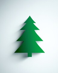 Obraz premium Modern Minimalist Design of Green Paper Tree on White Background Ideal for Holiday Themes, Eco-Friendly Concept, and Nature-Related Projects