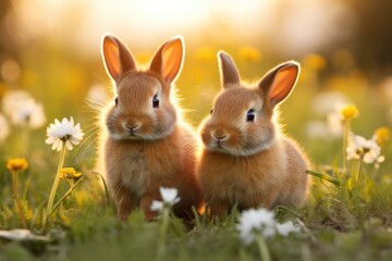 Fototapeta premium Rabbits outdoors rodent animal.