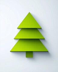 Fototapeta premium Simple and Elegant Green Tree Design Featuring Triangular Shapes on a Plain Background for Modern Decor and Seasonal Themes