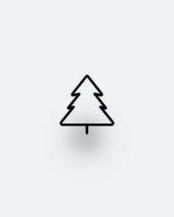 Simple and Elegant Outline of a Pine Tree Illustration with Clean Lines and Subtle Shadow for Modern Design Applications
