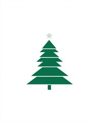 Fototapeta premium Simple and Minimalistic Green Christmas Tree Design with Star on Top, Perfect for Holiday Related Themes and Festive Decorations