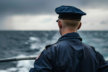 Obraz premium Generative AI Close-Up of Coast Guard Lifeguard Swimming in Rescue Mission