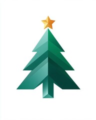 Vibrant and Modern Illustration of a Stylized Christmas Tree with a Golden Star on Top Ideal for Seasonal Celebrations and Holiday Decorations
