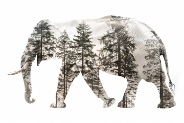 Obraz premium Double Exposure of Elephant in Forest Environment
