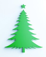 Obraz premium Vibrant Green Tree with Star on Top Ideal for Holiday Decorations and Festive Themes, Perfect for Seasonal Celebrations and Creative Design Projects