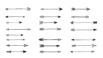 Vector EPS10 Illustration of Hand-Drawn Curved Chalk Arrows Collection