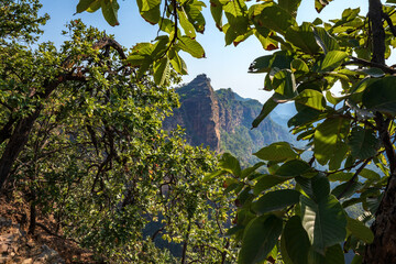 Beautiful Sunset view of satpura mountain range, View from Priyadarshini Point, Pachmarhi, Madhya Pradesh, India.