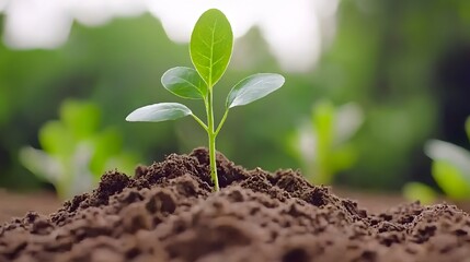 Soil Secrets: A seedling partially buried in soil. Its roots explore hidden depths—the quest for knowledge. 