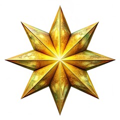 Golden Christmas star isolated on a white background