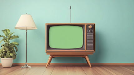 minimal tv monitor toy flat design on blue background 3d render tv screen classical cute old square design realistic rendered classic vintage antique retro retrospect illustration on white background