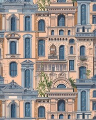 Fototapeta premium Detailed architectural in illustration background