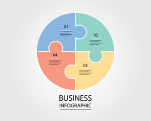 Business Infographic modern design template for banners and infographics for 4 jigsaw circle step 