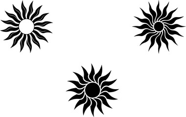 sun icon and symbol vector with black and white. for decoration and logo element. tribal tattoo art style
