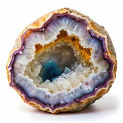 Obraz premium A natural crystal or geode with visible facets and intricate patterns,