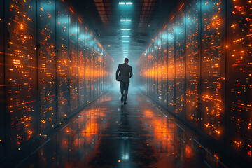 Confident male engineer in modern industrial factory generative ai