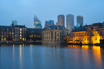 Obraz premium November 5, 2024. The Hague, The Netherlands. Dutch Gouverment building at night.