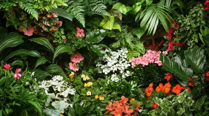 Naklejka premium Resilient Flower Garden Flourishing Amidst Climate Change Challenges - Ultra-Detailed Image of Diverse Plants Thriving in Changing Conditions