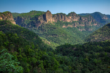 Beautiful Sunset view of satpura mountain range, Pachmarhi, Madhya Pradesh, India.