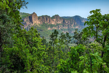 Beautiful Sunset view of satpura mountain range, Pachmarhi, Madhya Pradesh, India.