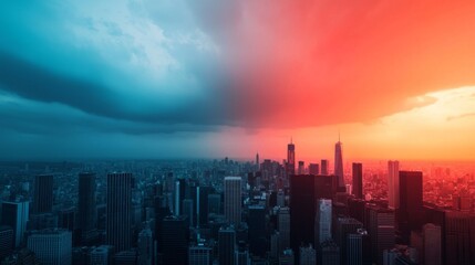 Fototapeta premium Cityscape Under a Dramatic Sky.