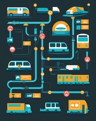 Transit and transportation graphics in illustration background