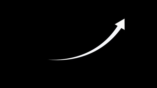 arrow still goes up. Red Arrow. Business cartoon animation. Arrow Glossy arrow animation Isolated on Black background.4k video.