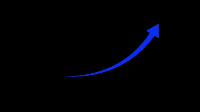 arrow still goes up. Red Arrow. Business cartoon animation. Arrow Glossy arrow animation Isolated on Black background.4k video.