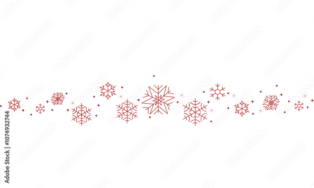 Poster Snowflakes border,red   Christmas banner