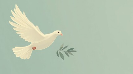 Obraz premium White dove with olive branch, symbol of peace.