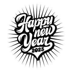 Stylish festive inscription Happy New Year 2025, as a design element..