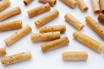 Thai snack, crispy coconut rolls