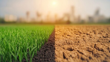 Green Grass and Dry Soil Divide.
