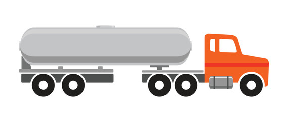 simple tanker fuel long nose truck articulated silhouette side view icon symbol vector isolated on transparent background