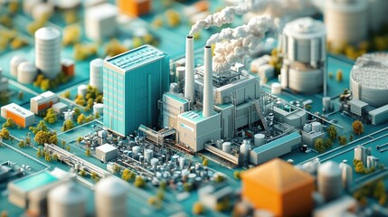 Waste-to-energy facility, circular economy, 3D illustration