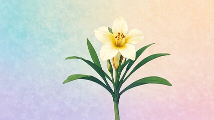 A single freesia (small flower) centered against a dreamy gradient background