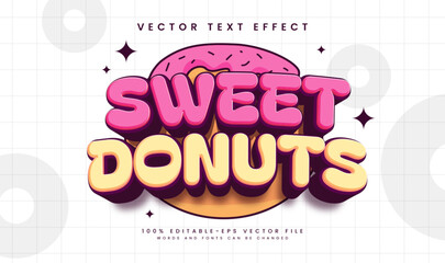 Sweet donuts editable vector text effect, with delicious sweet concept