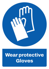 ISO mandatory safety signs sentence case text_wear protective gloves_portrait size a4/a3/a2/a1