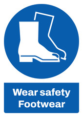 ISO mandatory safety signs sentence case text_wear safety footwear_portrait size a4/a3/a2/a1