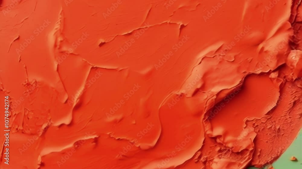 Aufkleber Colorful clay strokes in orange and light green create a textured abstract background with emphasis on volume and movement