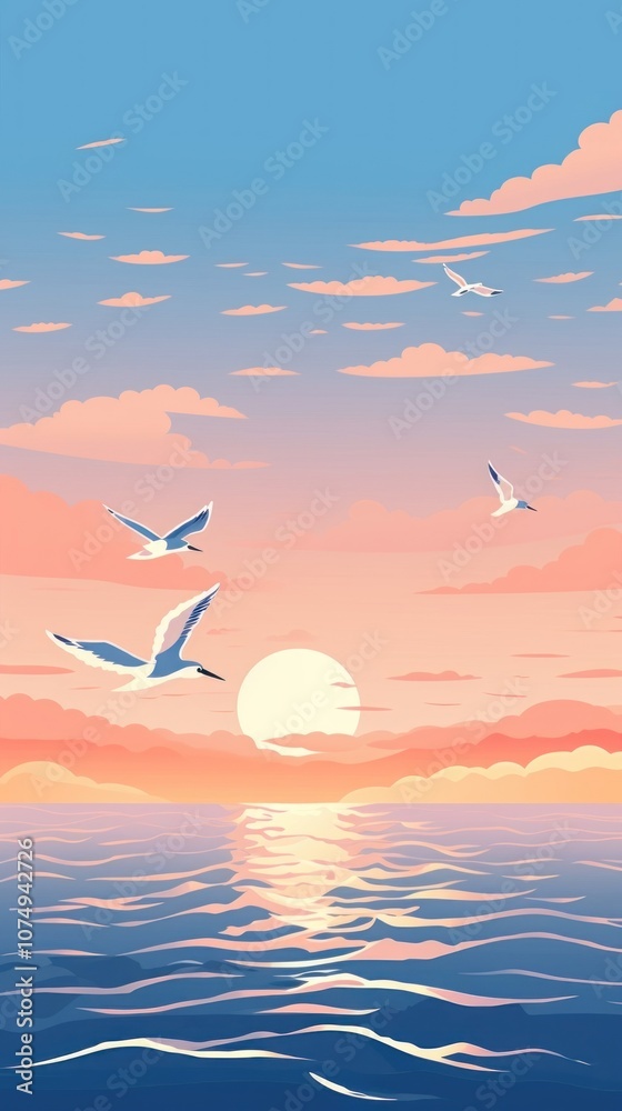 Canvas Prints Birds flying sea outdoors.