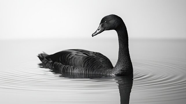 black swang on a white lake 