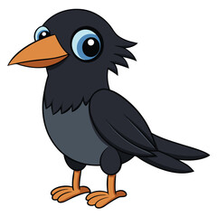 Crow isolated on white background, vector illustration