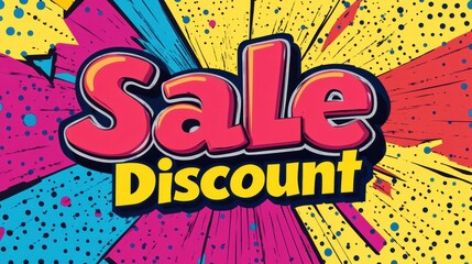 A vibrant burst of colors highlights a bold announcement of discounts and sales at a lively market festival. Generative AI