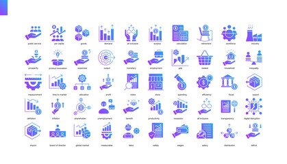 gradient color icon collection, Gross Domestic Product (GDP) business