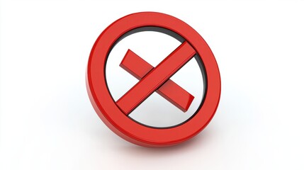 Fototapeta premium No mobile phones 3D prohibition sign with a crossed-out phone icon, isolated on a white background
