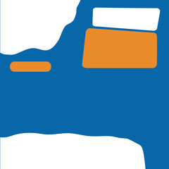 Square blue and orange template background for products and with copy space